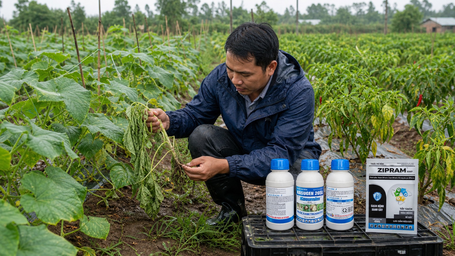 phân biệt héo xanh và lở cổ rễ rau màu